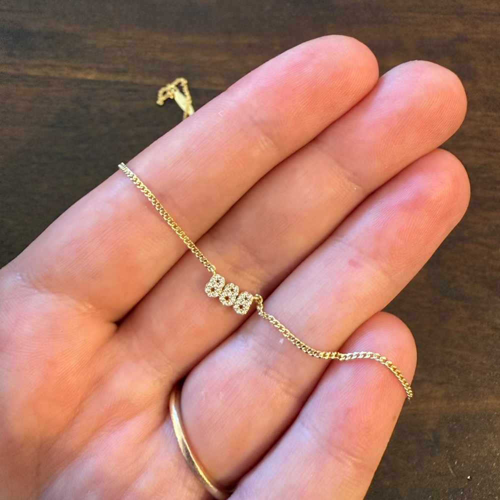 BaubleBar 18K Gold Angel Number Custom Nameplate Necklace - 888